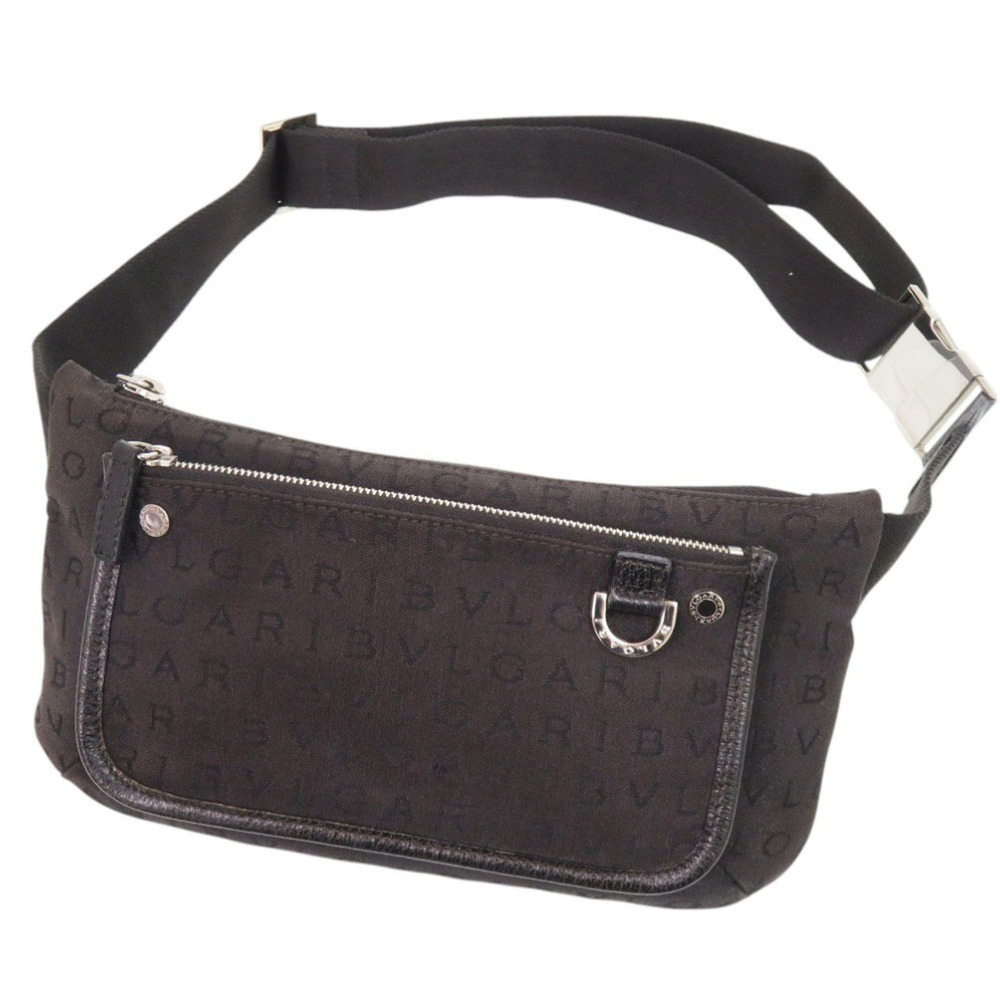 BVLGARI Logomania Canvas Black Bag, Body Waist 0366 Men's